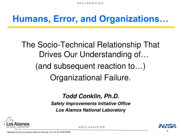 humans error and organizations