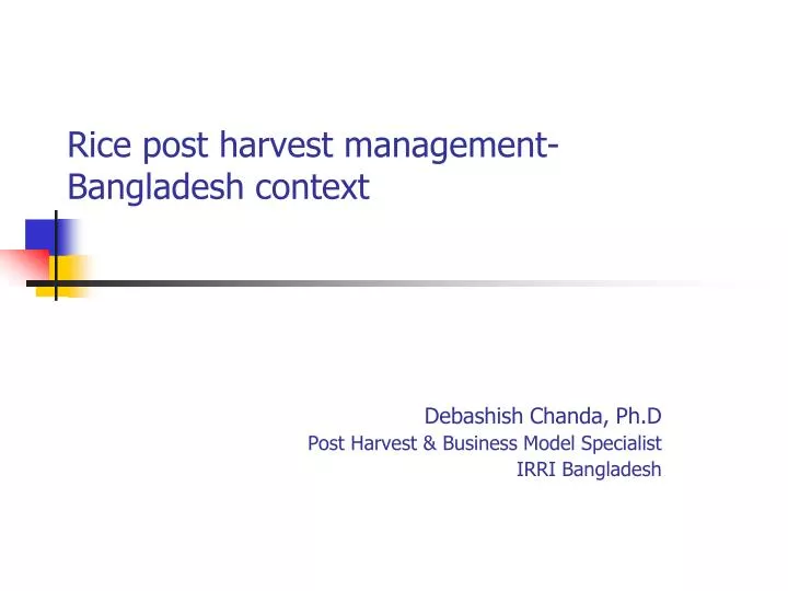 rice post harvest management bangladesh context