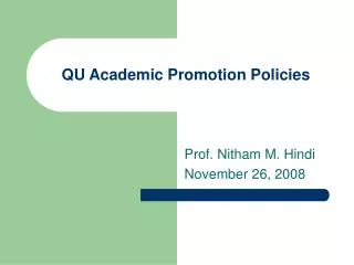 QU Academic Promotion Policies