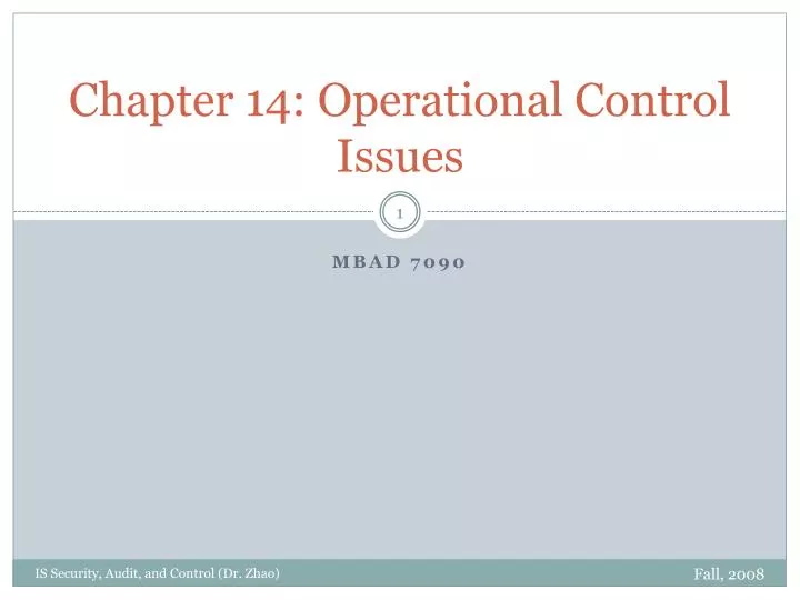 chapter 14 operational control issues