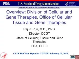 Overview: Division of Cellular and Gene Therapies, Office of Cellular, Tissue and Gene Therapies