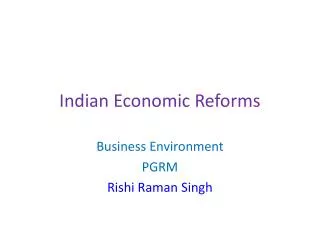 Indian Economic Reforms