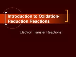 introduction to oxidation reduction reactions