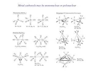 Metal carbonyls may be mononuclear or polynuclear