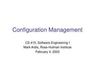 Configuration Management