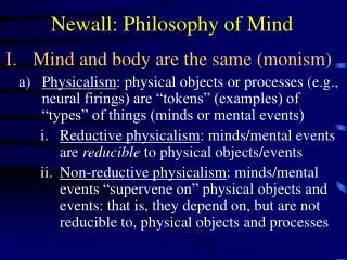 Newall: Philosophy of Mind