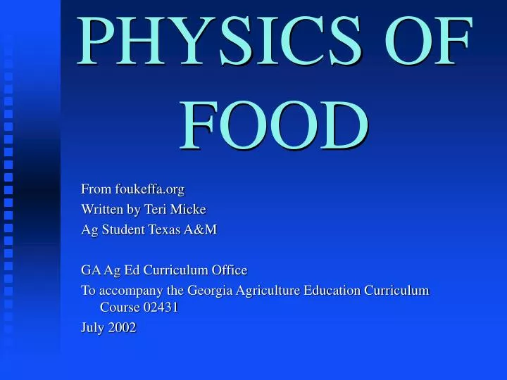 physics of food