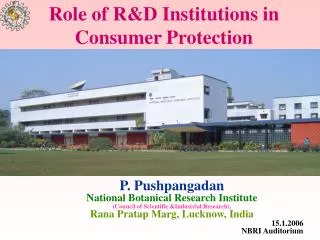 Role of R&amp;D Institutions in Consumer Protection