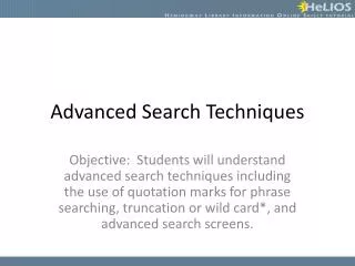 Advanced Search Techniques