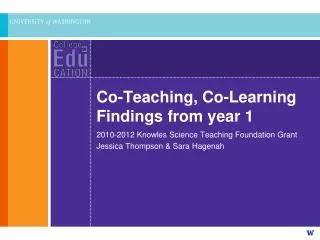 Co-Teaching, Co-Learning Findings from year 1
