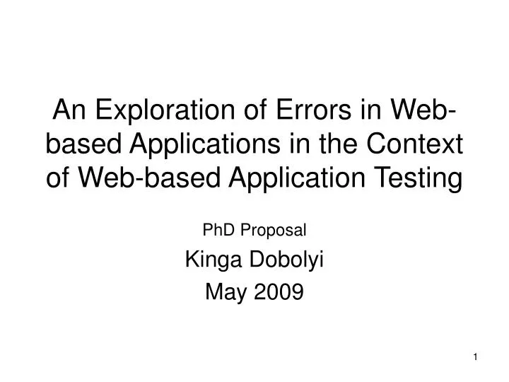 an exploration of errors in web based applications in the context of web based application testing
