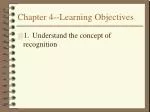 Chapter 4--Learning Objectives - slide 1