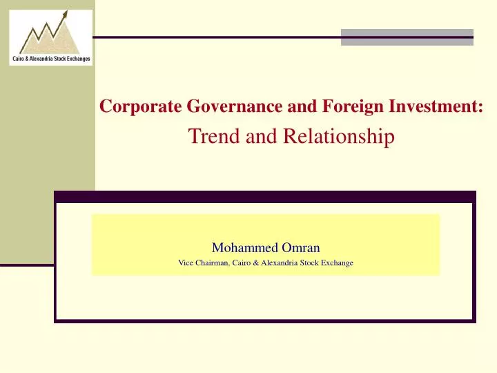 corporate governance and foreign investment trend and relationship