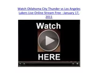 Watch Oklahoma City Thunder vs Los Angeles Lakers Live Onlin