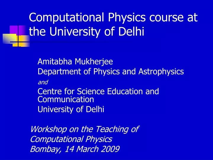 computational physics course at the university of delhi
