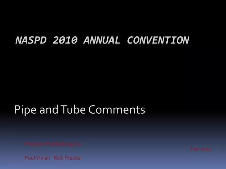 pipe and tube comments