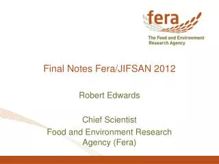 Final Notes Fera/JIFSAN 2012