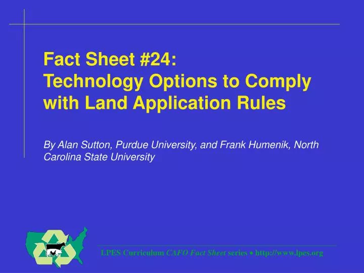 fact sheet 24 technology options to comply with land application rules