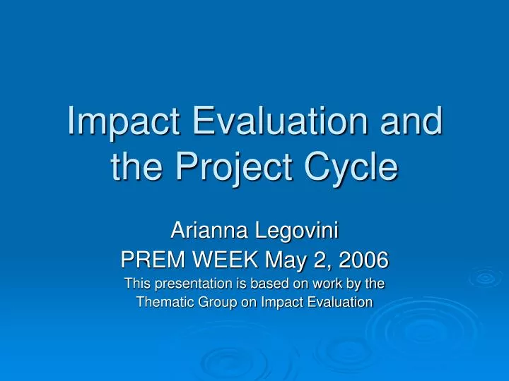 impact evaluation and the project cycle