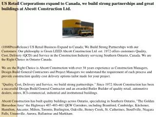 US Retail Corporations expand to Canada