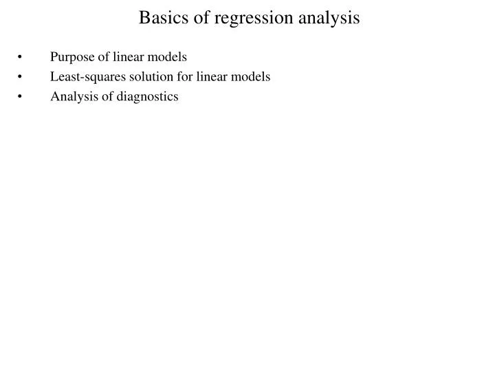 basics of regression analysis