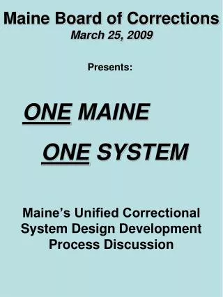 Maine Board of Corrections March 25, 2009