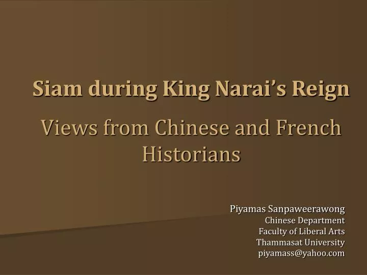 siam during king narai s reign views from chinese and french historians