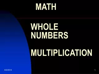 WHOLE NUMBERS MULTIPLICATION