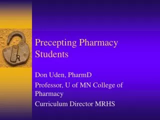 Precepting Pharmacy Students