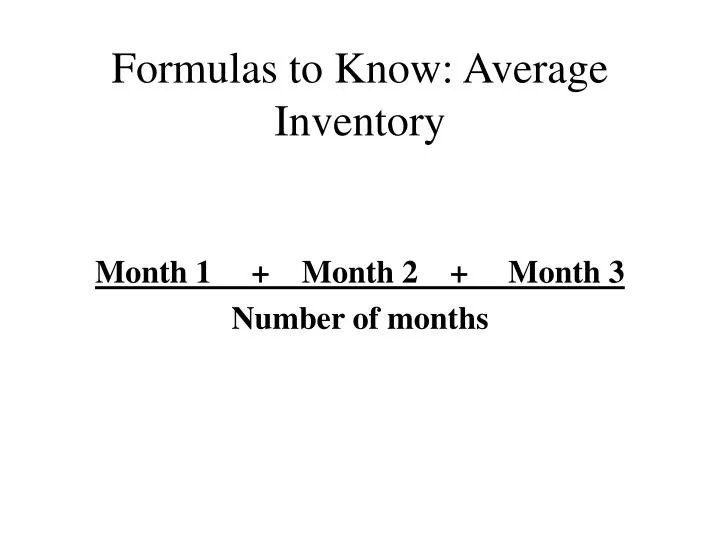 formulas to know average inventory