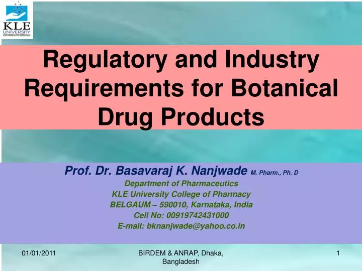 regulatory and industry requirements for botanical drug products