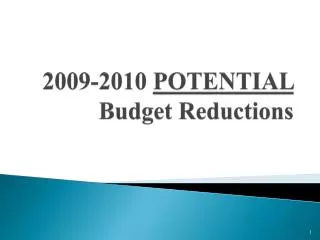 2009-2010 POTENTIAL Budget Reductions