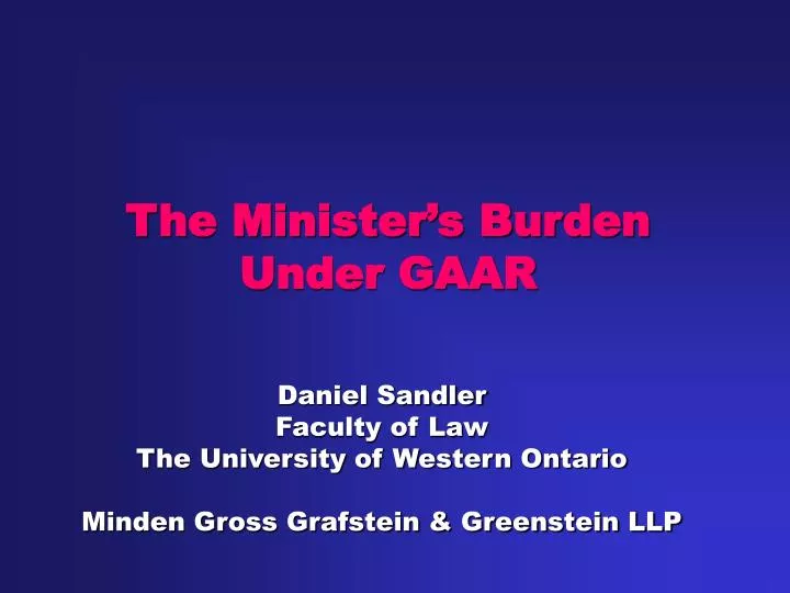 the minister s burden under gaar