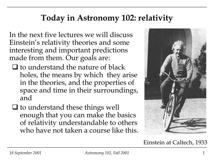 today in astronomy 102 relativity