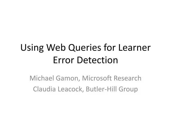 using web queries for learner error detection