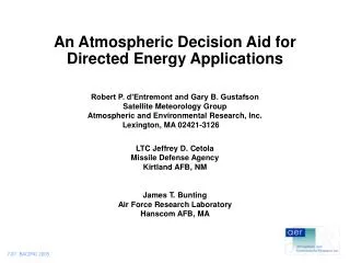 An Atmospheric Decision Aid for Directed Energy Applications