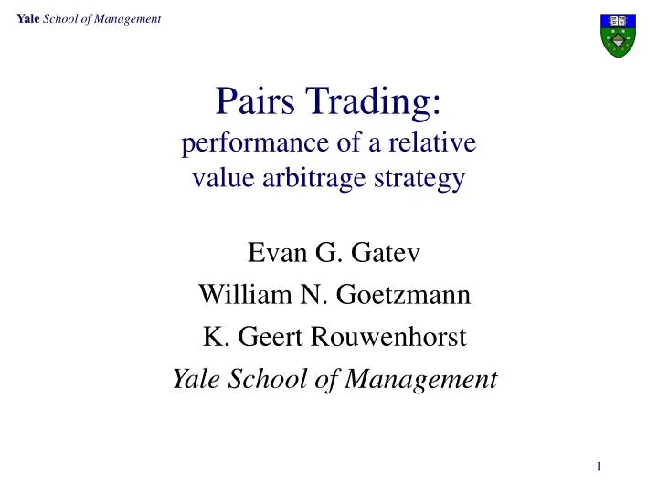pairs trading performance of a relative value arbitrage strategy