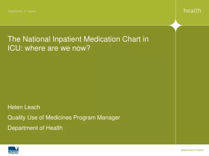 the national inpatient medication chart in icu where are we now