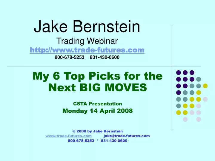 jake bernstein trading webinar http www trade futures com 800 678 5253 831 430 0600