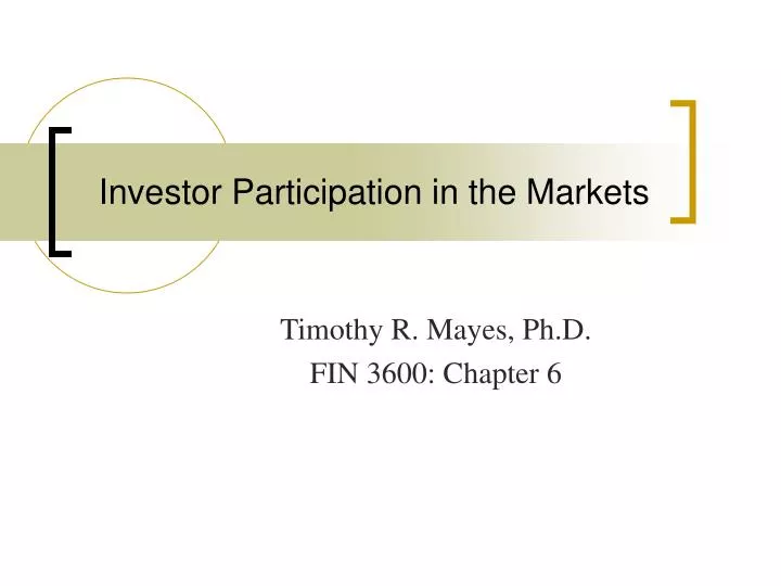 investor participation in the markets