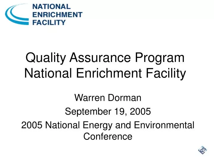 quality assurance program national enrichment facility