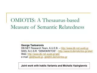 OMIOTIS: A Thesaurus-based Measure of Semantic Relatedness