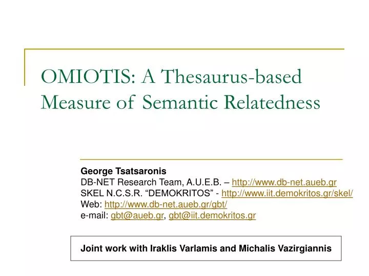 omiotis a thesaurus based measure of semantic relatedness
