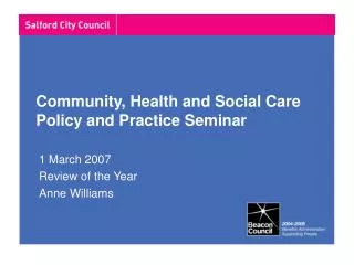 Community, Health and Social Care Policy and Practice Seminar