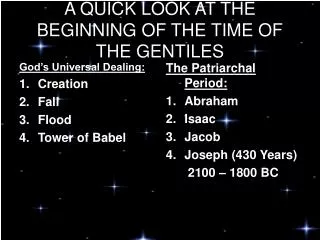 A QUICK LOOK AT THE BEGINNING OF THE TIME OF THE GENTILES