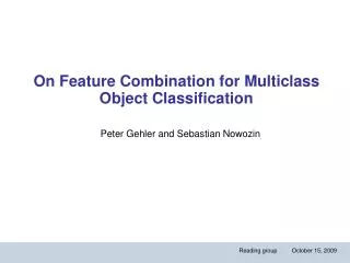 On Feature Combination for Multiclass Object Classification