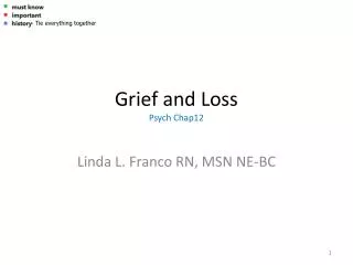 Grief and Loss Psych Chap12