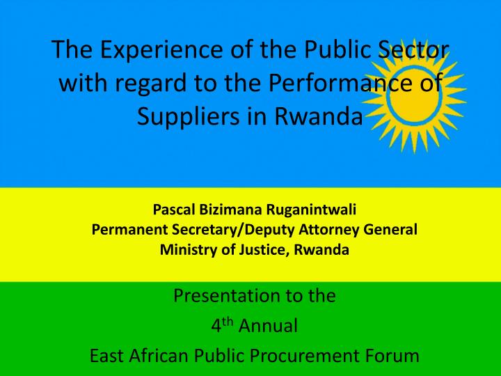 the experience of the public sector with regard to the performance of suppliers in rwanda