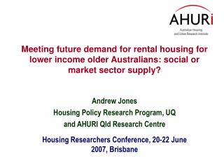 Meeting future demand for rental housing for lower income older Australians: social or market sector supply?