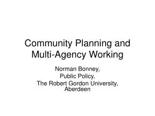 Community Planning and Multi-Agency Working